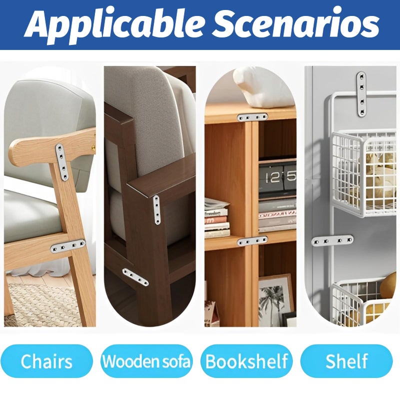 VinBee 12Pcs Flat Straight Brace Brackets with Screws 3 Inch Stainless Steel Mending Plates for Wood Fixing Connector Straight Repair Fixing Brackets Heavy Duty - Image 5